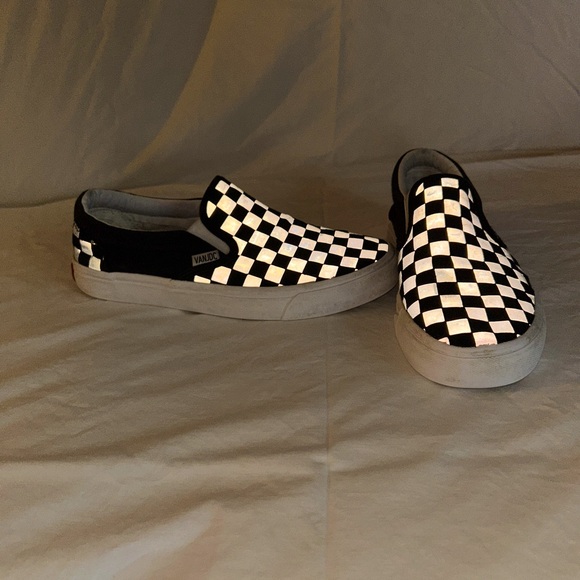 Vans Shoes - Vans Shoes Vans JDC Black and White Checkerboard Slip-Ons Sz: 41 for women